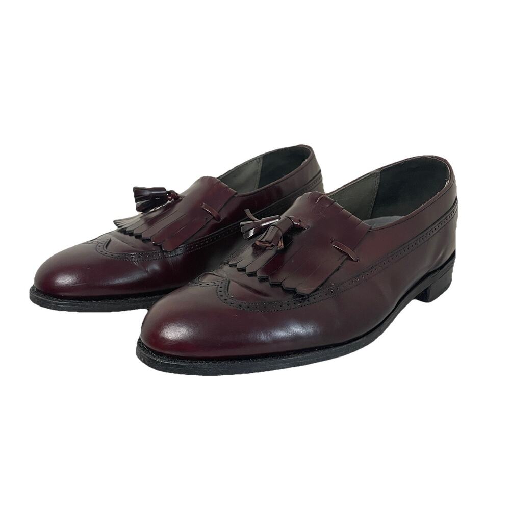 DEXTER Men Dress Shoes Burgundy Leather Wingtip Tassel Loafers Sz 12 Made In USA